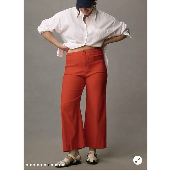 Maeve Anthropologie The Colette Red Pants Plus Size 20 W Cropped - Picture 1 of 12